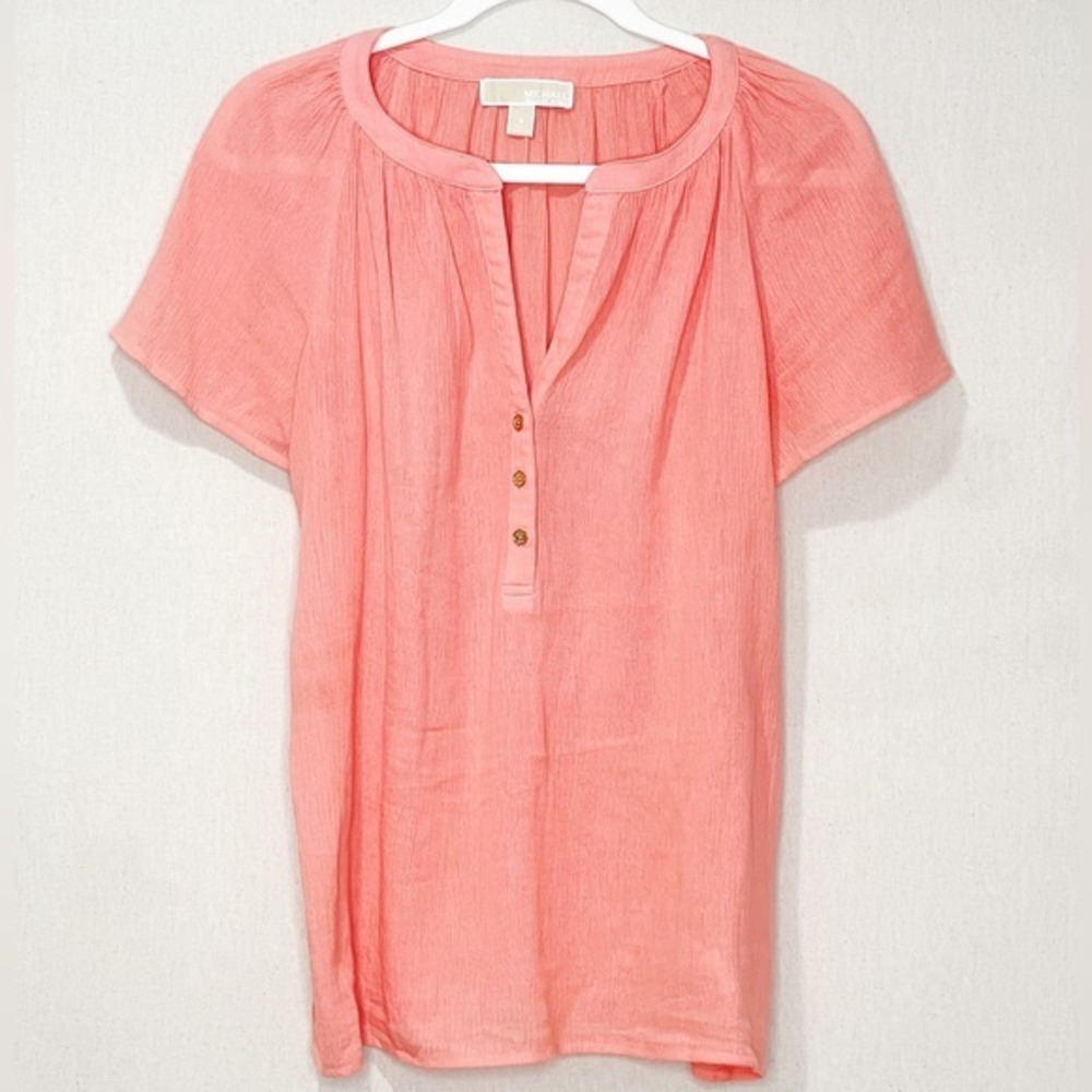 Michael Kors Top Coral‎ with Gold Buttons Size Small